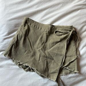 Olive Green Wrap Skorts for Women
